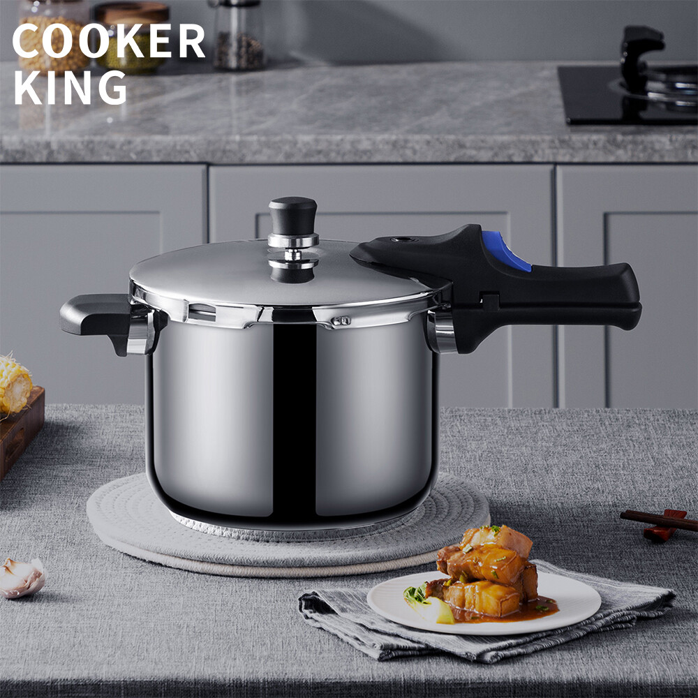 Gambar READY STOCK _COOKER KING?6 Protections Germany Quality Standard?304 Stainless Steel Pressure Cooker Suitable For All Stoves Gas,Induction,Electric Stove,4L 6L 8L