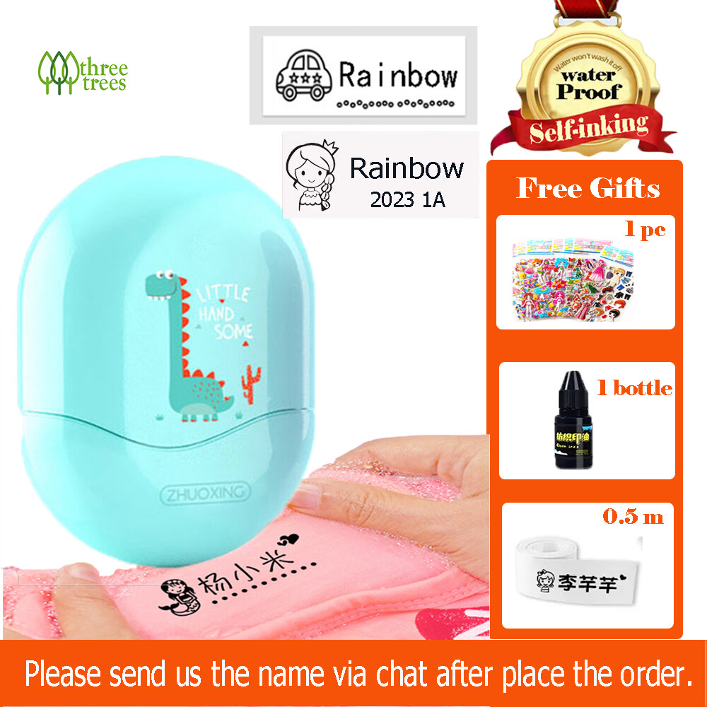 Threetrees con dấu tên tùy chỉnh tự làm cho trẻ em con dấu tên học sinh con dấu giấy phép tên giáo viên y tá nhãn dán tên chống nước quần áo con dấu tên