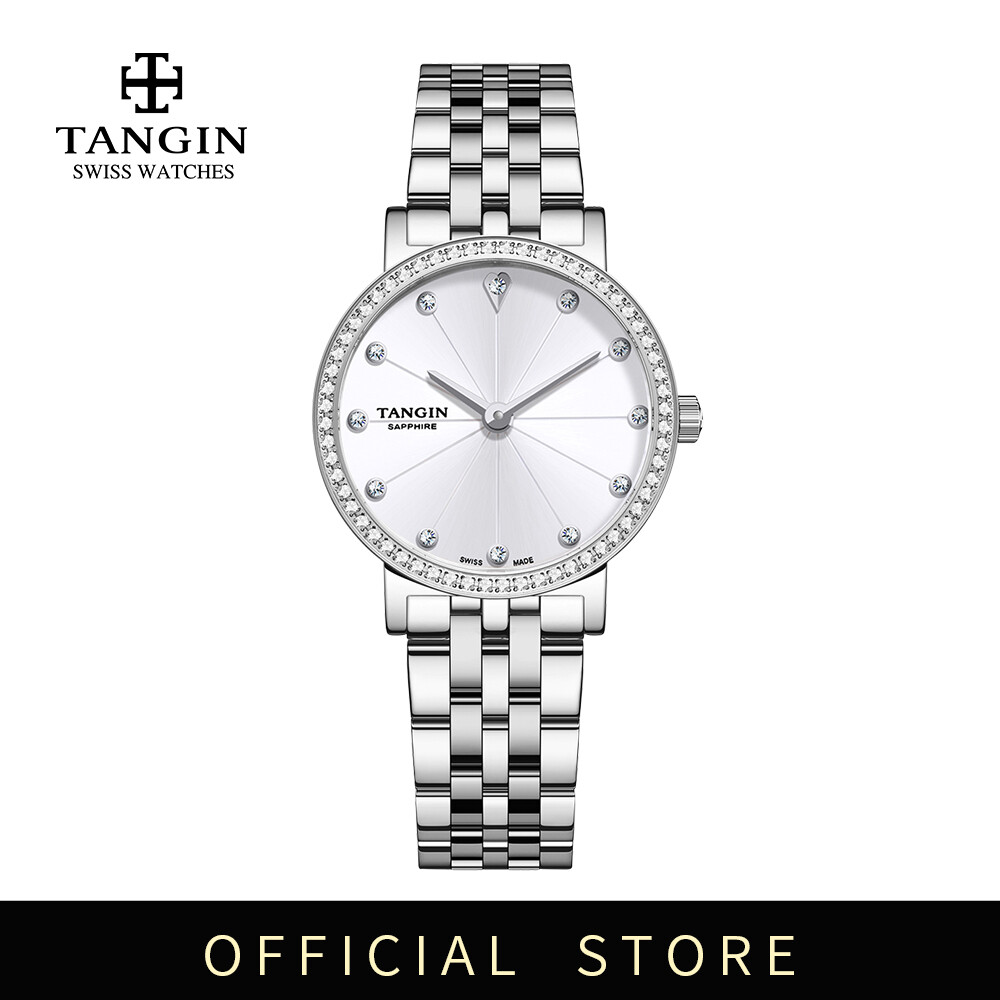 TANGIN Swiss Made Quartz Watches for Women Waterproof Stainless Steel Band Luxury Diamond Ladies Wrist Watch ราคา 14,044 บาท*ส่งฟรี