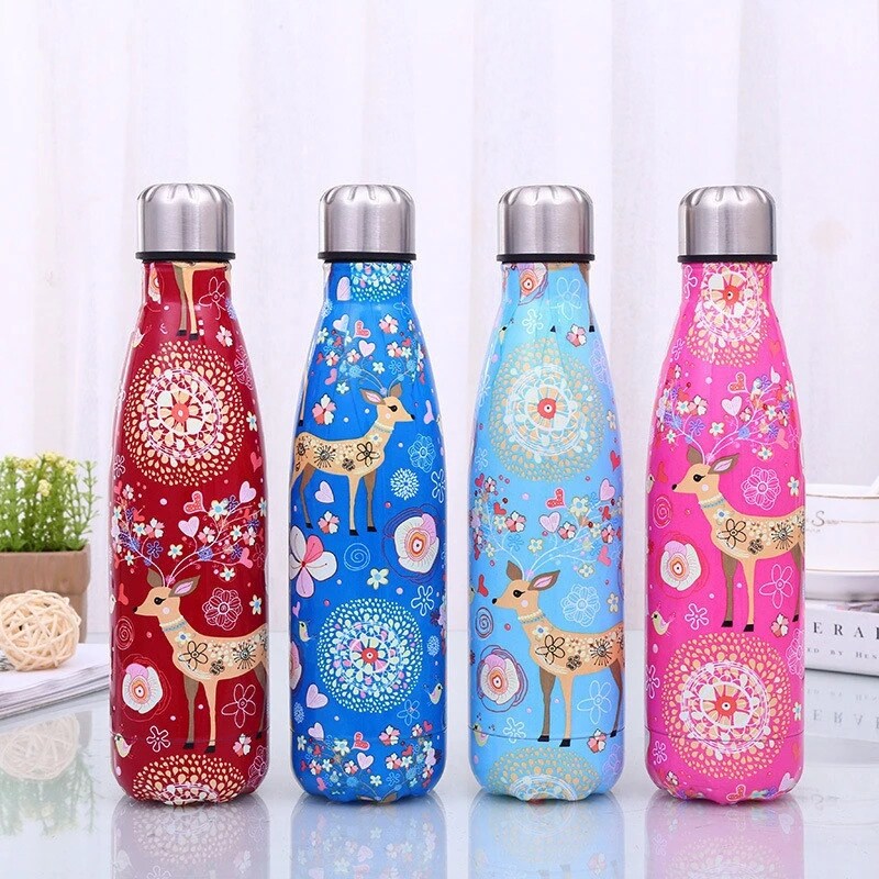 Gambar Logo Custom Gourd Bottle 500ml Gourd Bottle Vacuum Cup Insulated Stainless Steel Water Bottle Coffee Thermos Creative Gift