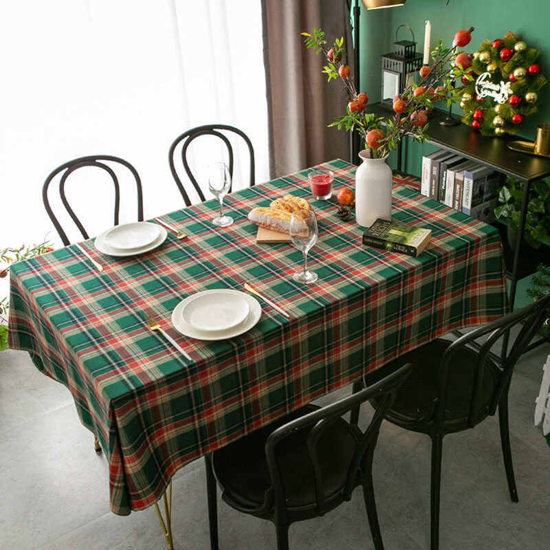 Gambar Christmas Party Tablecloth Nordic INS Rectangular Plaid Tablecloth
