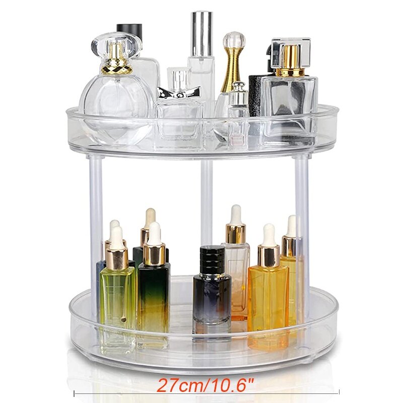 Gambar Bigger Rotating Makeup Organizers Transparent Cosmetic Storage Box Turnable Rack Rotate Make up Container