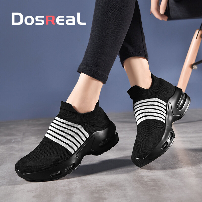 DOSREAL Sneakers Shoes For Women Big Size 35-42 Korean Style Women Sport Shoes Breathable Air Cushion Mesh Walking Women Shoes ราคา 591 บาท*ส่งฟรี
