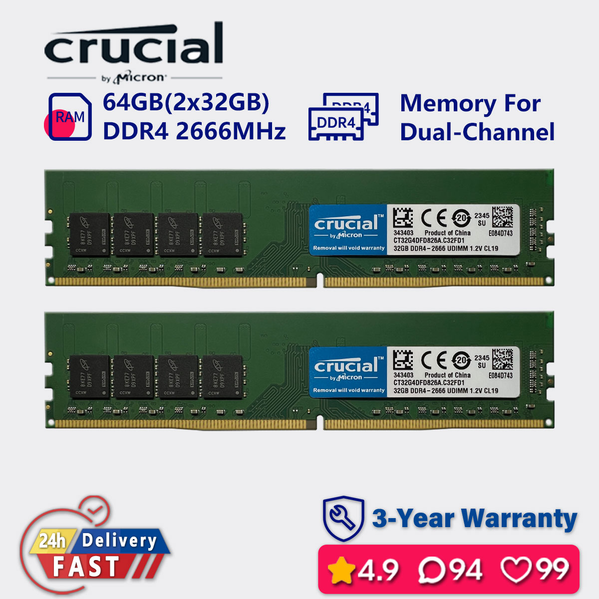 Crucial 64Gb Ddr5-5600 Udimm Ram For Faster Load Times & Enhanced