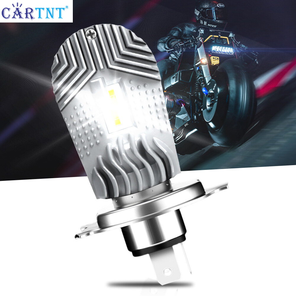 Cartnt 1pc h4 bóng đèn pha xe máy 60w 12000lm kính chắn chống loá cho xe hơi trắng chùm sáng thấp siêu sáng 12v đèn pha led xe ô tô