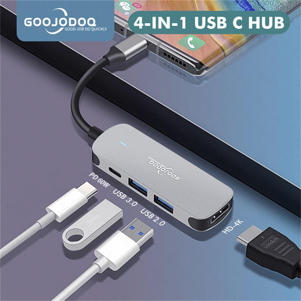 GOOJODOQ Bộ Chuyển Đổi USB Type C Hub 4 Trong 1 Bộ Chuyển Đổi USB C Sang USB 3.0 HDMI Bộ Chuyển Đổi 4 Cổng Đầu Đọc Tốc Độ Cao