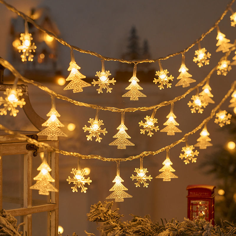 LED Christmas String Lights Battery Operated Snowflake Star Garland Fairy Lights Waterproof Indoor Outdoor Xmas Party Decoration