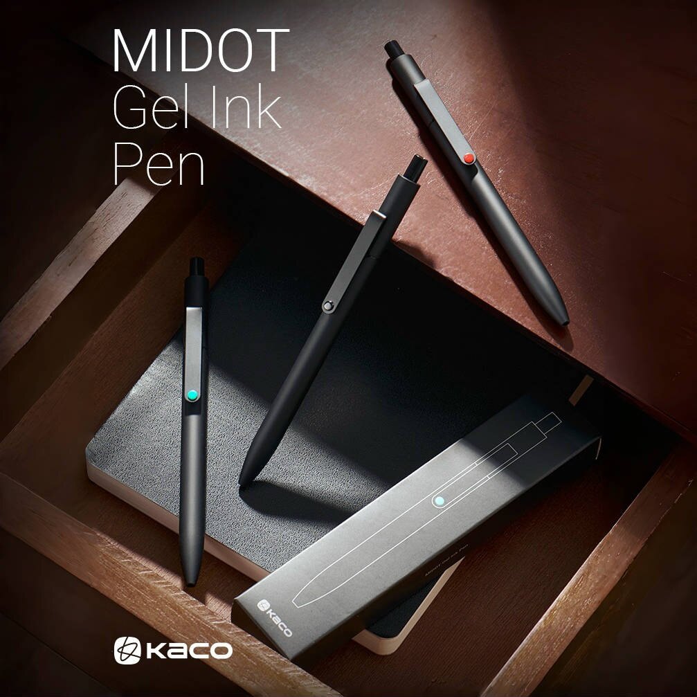Kaco midot click gel ink ballpoint pen 0.5mm black ink metal clip neutral pens
