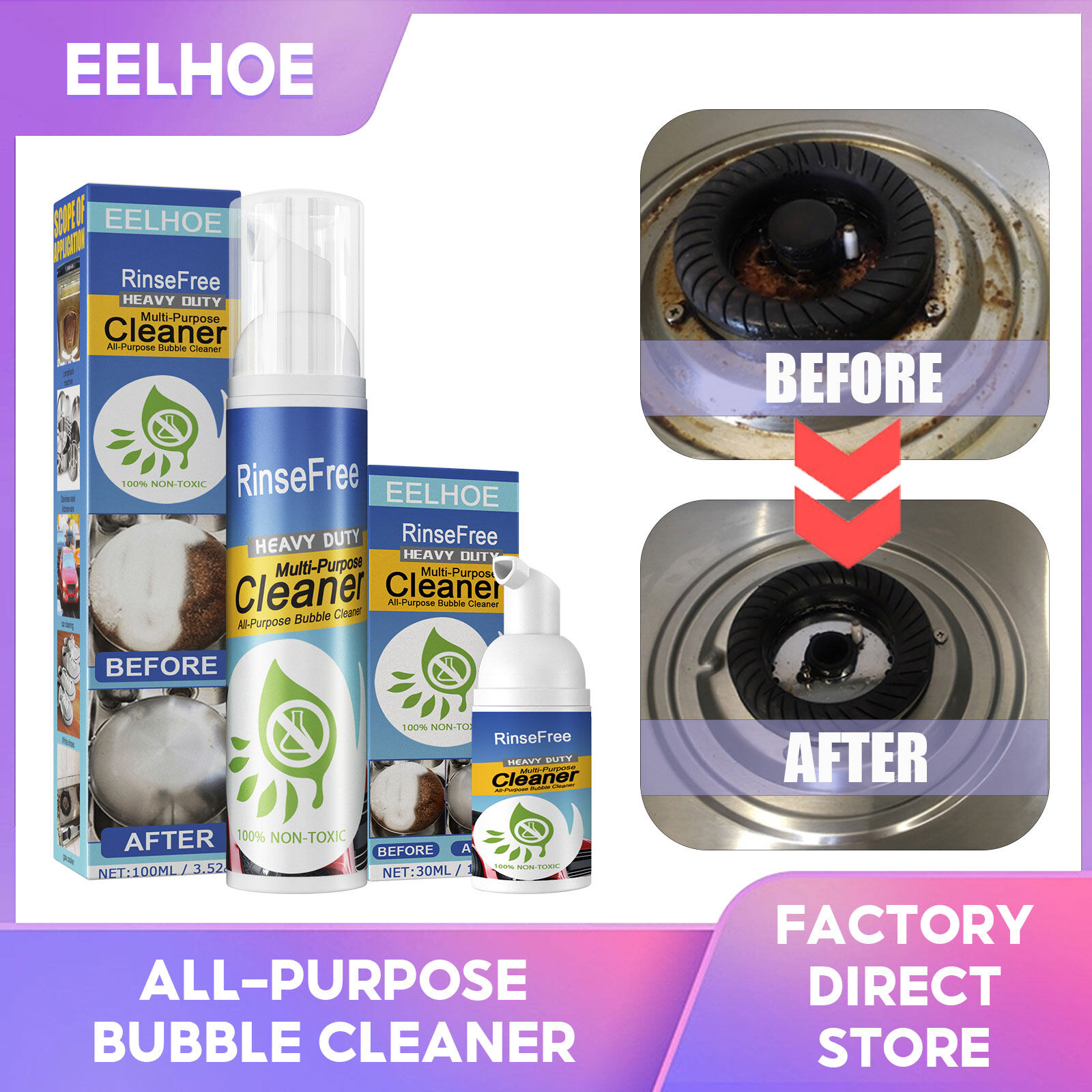 EELHOE All-purpose Bubble Heavy Oil Cleaner Foam Cleaning Foam Home Kitchen All-Purpose Rust Stain Greasy Dirt Remover Cleaner Kitchen Cleaning Remove Stubborn Cleaner ราคา 146 บาท*ส่งฟรี