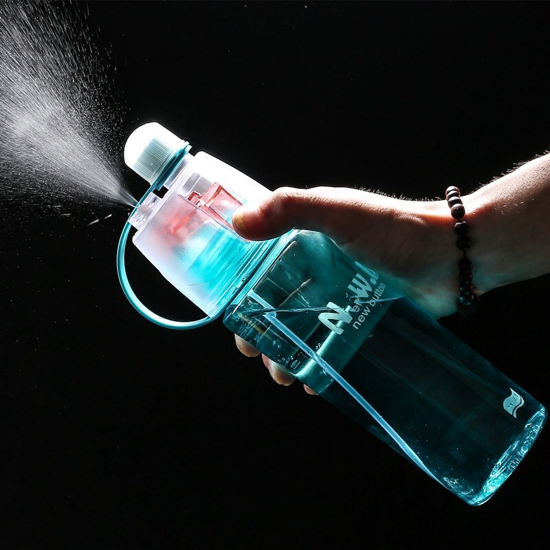 Gambar New 400 600Ml 3 Color Solid Plastic Spray Cool Summer Sport Water Bottle Portable Climbing Outdoor Bike Shaker Bottles