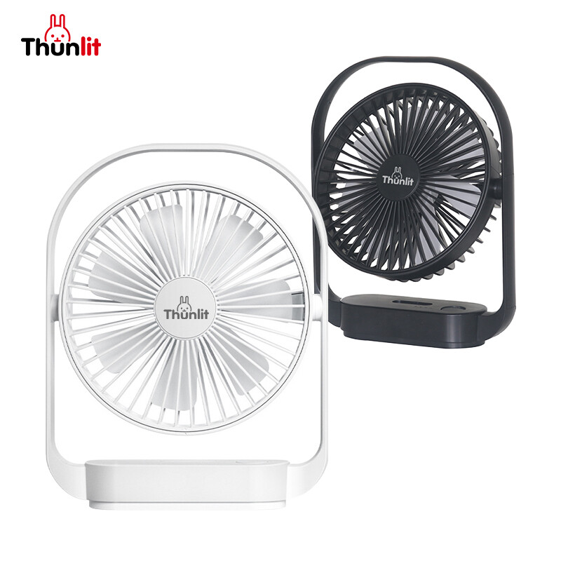 Thunlit Quiet Table Fan 5000mAh USB Rechargable Black White Portable Small Desk Fan with Night Light Household ราคา 419 บาท*ส่งฟรี