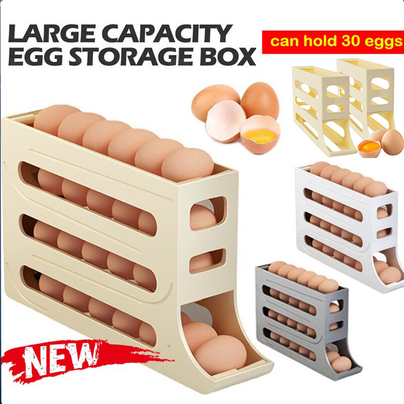 Hộp Đựng Trứng Tủ lạnh 4 lớp giá để trứng cuộn tự động 30 lưới dung tích lớn tủ lạnh trứng vật đựng vật chứa trứng hộp lưu trữ tươi
