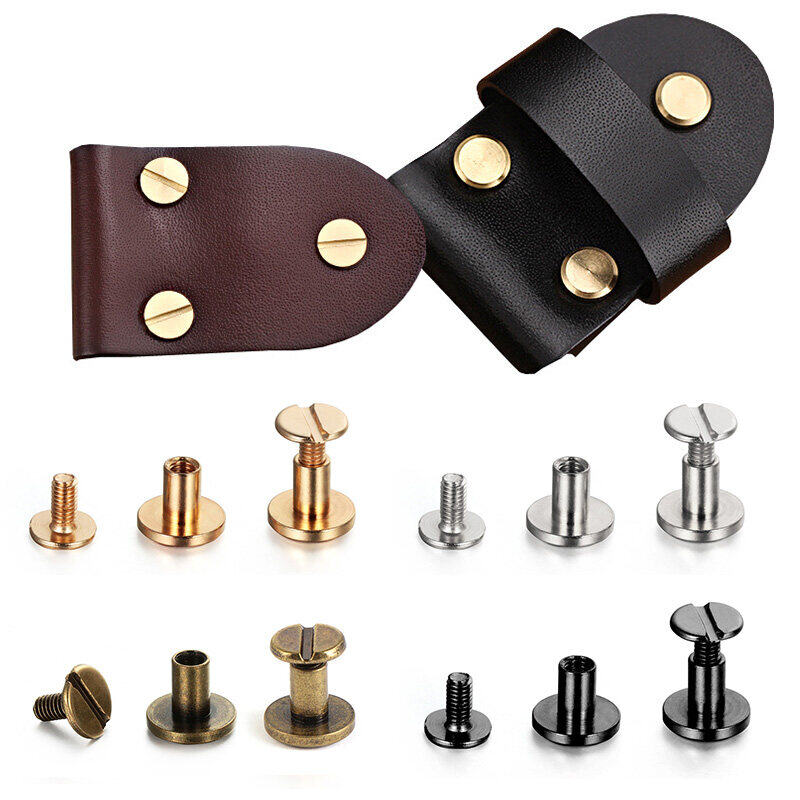 10 cái đinh tán bằng da đinh tán bằng đồng Đầu phẳng đinh tán vành đai Mũ đôi Ốc Da trang trí hai mặt dụng cụ làm đồ da kim loại thủ công