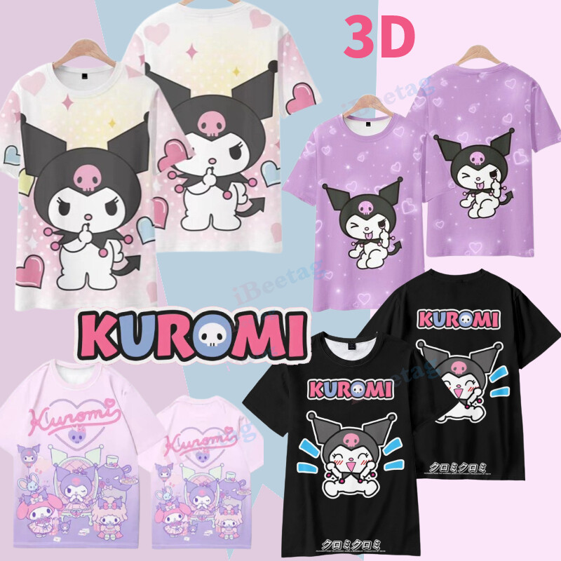 Sanrio Kuromi Melody 3D Printed Cosplay Short Sleeve T