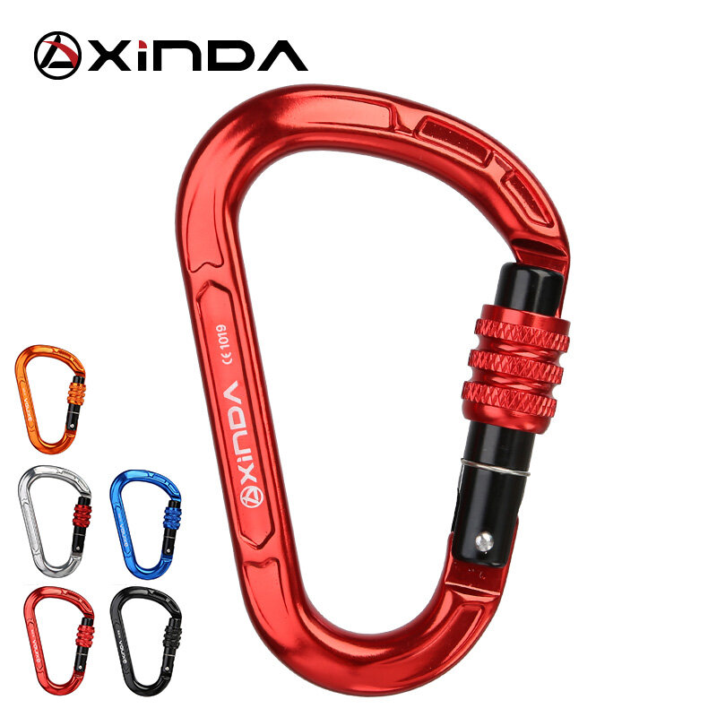 Xinda móc leo núi leo núi bộ dụng cụ ngoài trời bằng nhôm có khóa hình quả lê khóa vít an toàn 25kn