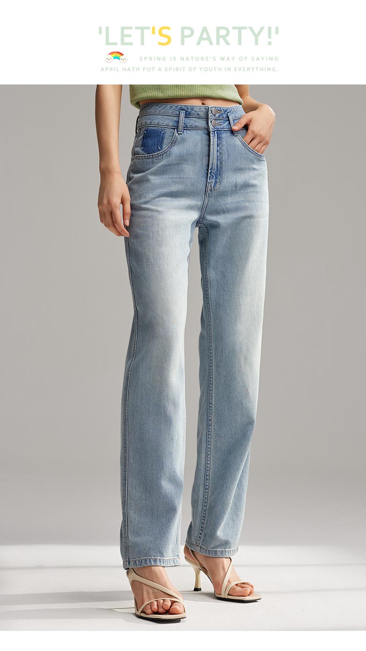 Pantalon Semir Jeans Cool Sense Of Straight pour femmes, style Hong Kong, nouveau petit pantalon de neuf minutes, été 2024