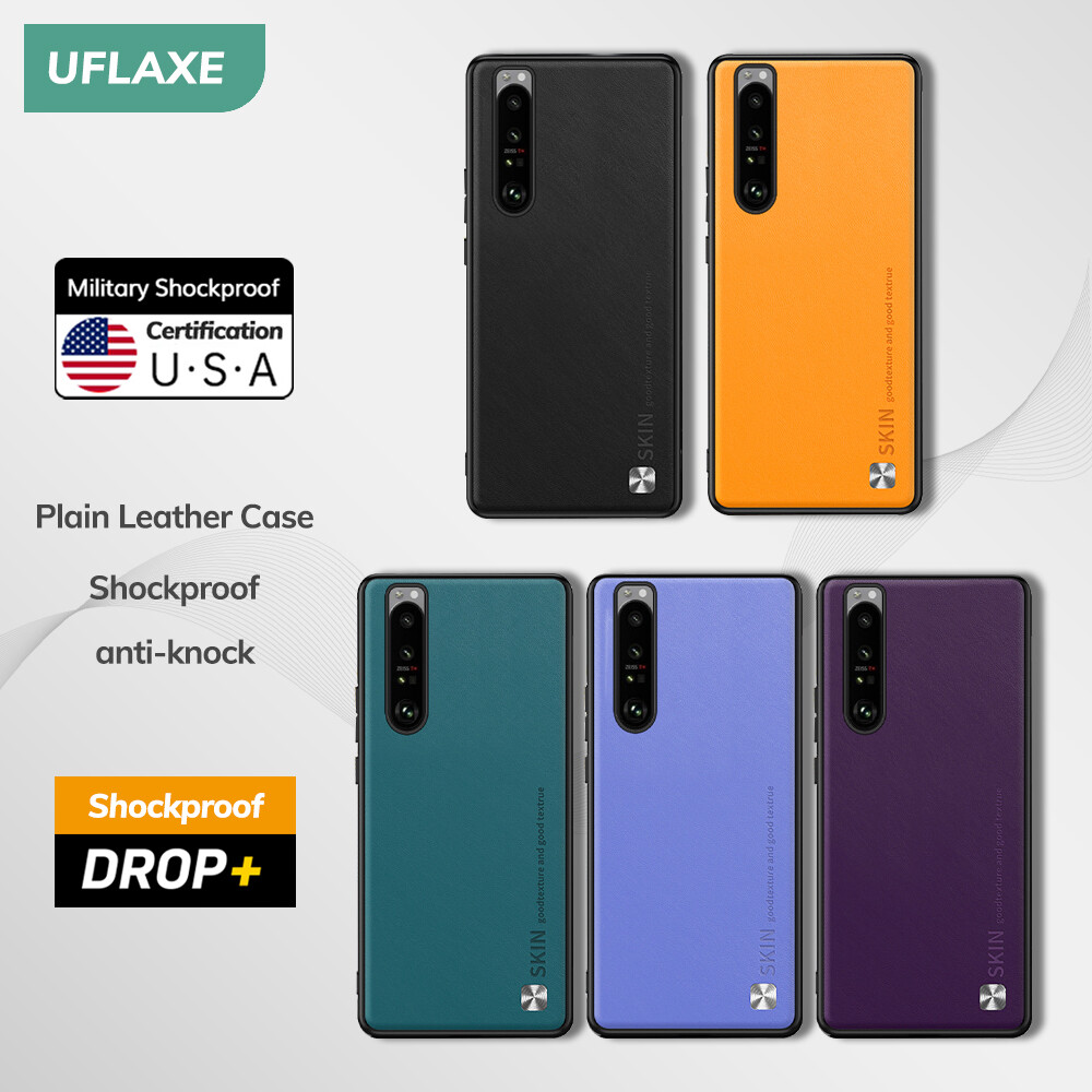 Uflaxe ốp điện thoại cứng chống sốc ốp lưng da ống kính máy ảnh bảo vệ toàn diện cho sony xperia 1 iii / xperia 5 iii
