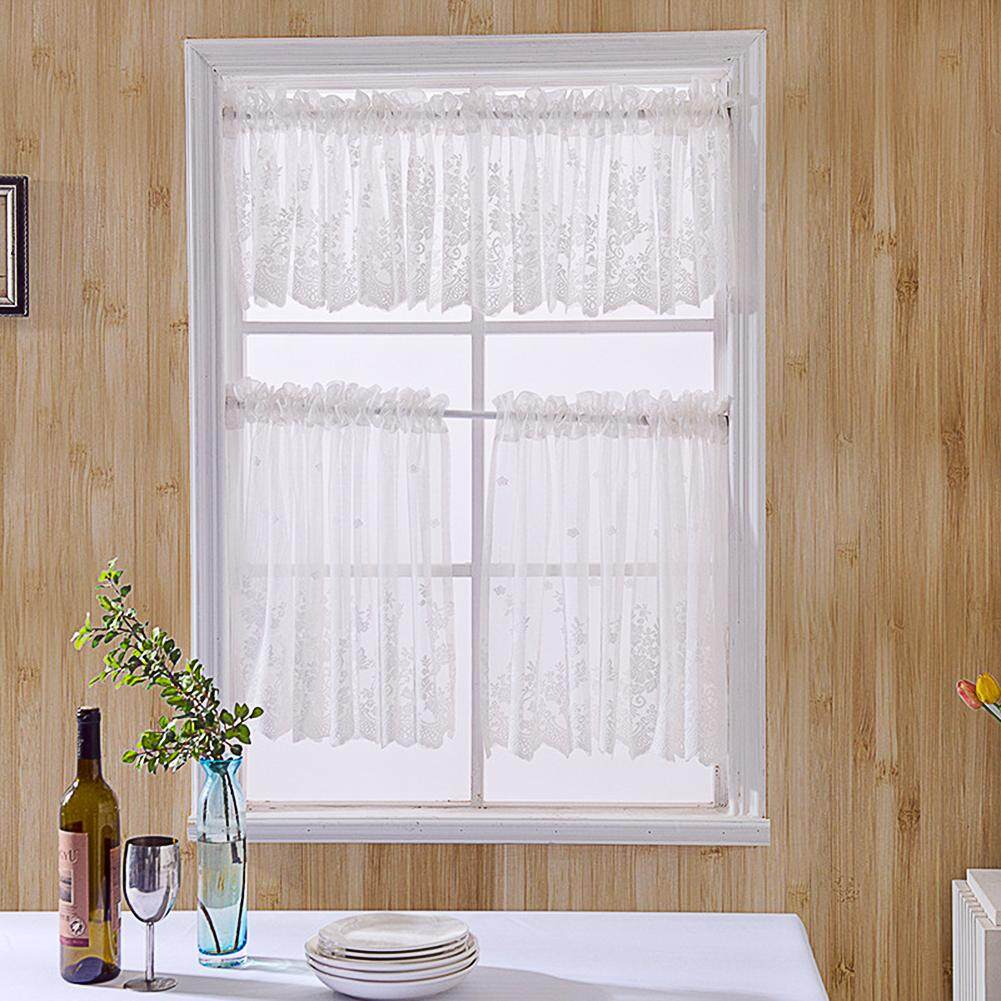 Mg Modern Lace Hem Roman Short Window Curtain For Coffee Kitchen