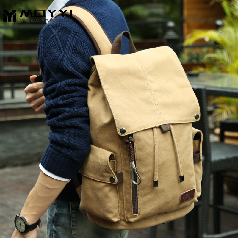 Ba lô nam thời trang đa năng túi đi học vải bố cổ điển ba lô đựng máy tính xách tay 14inch du lịch ngoài trời sức chứa lớn cho nam