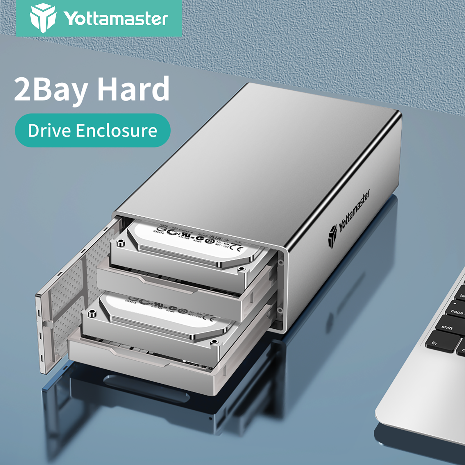 Yottamaster Aluminum 3.5" 2 Bay Type C Hard Drive Enclosure USB3.1 GEN2 10Gbps Support for 3.5 Inch HDD/SSD,Mac Style Designed for Personal Storage at Home&Office ราคา 3,464 บาท*ส่งฟรี