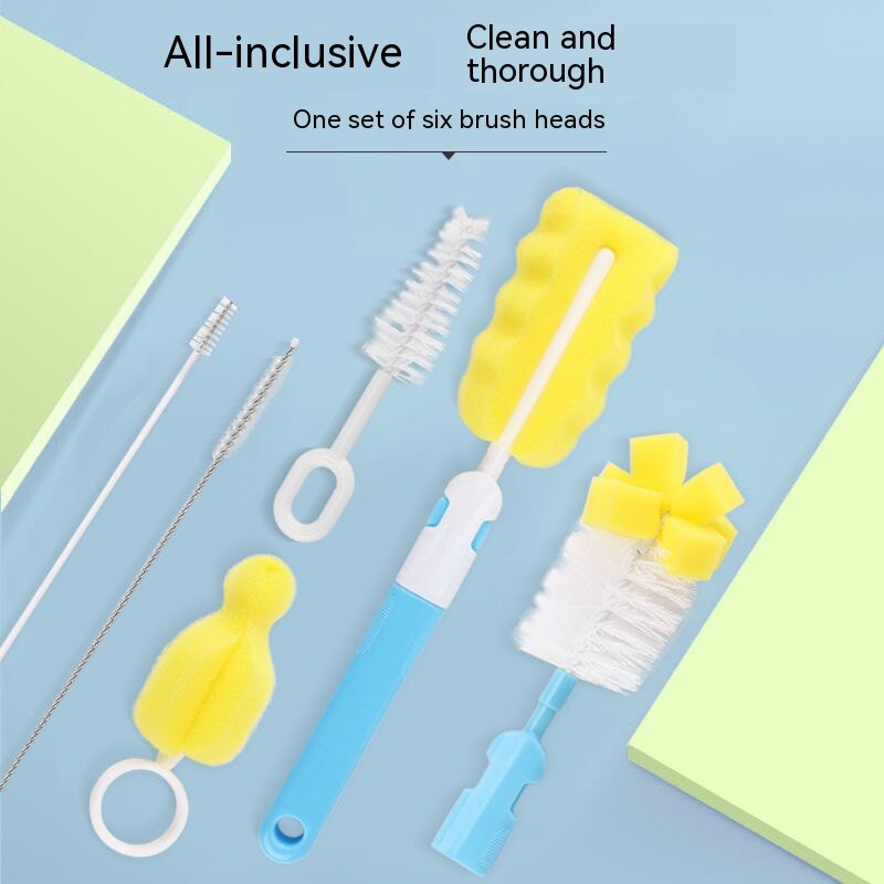 Bàn chải cọ chai Bộ bàn chải cọ rửa núm vú silicon miếng bọt biển vệ sinh bàn chải tóc ống hút em bé bàn chải khô