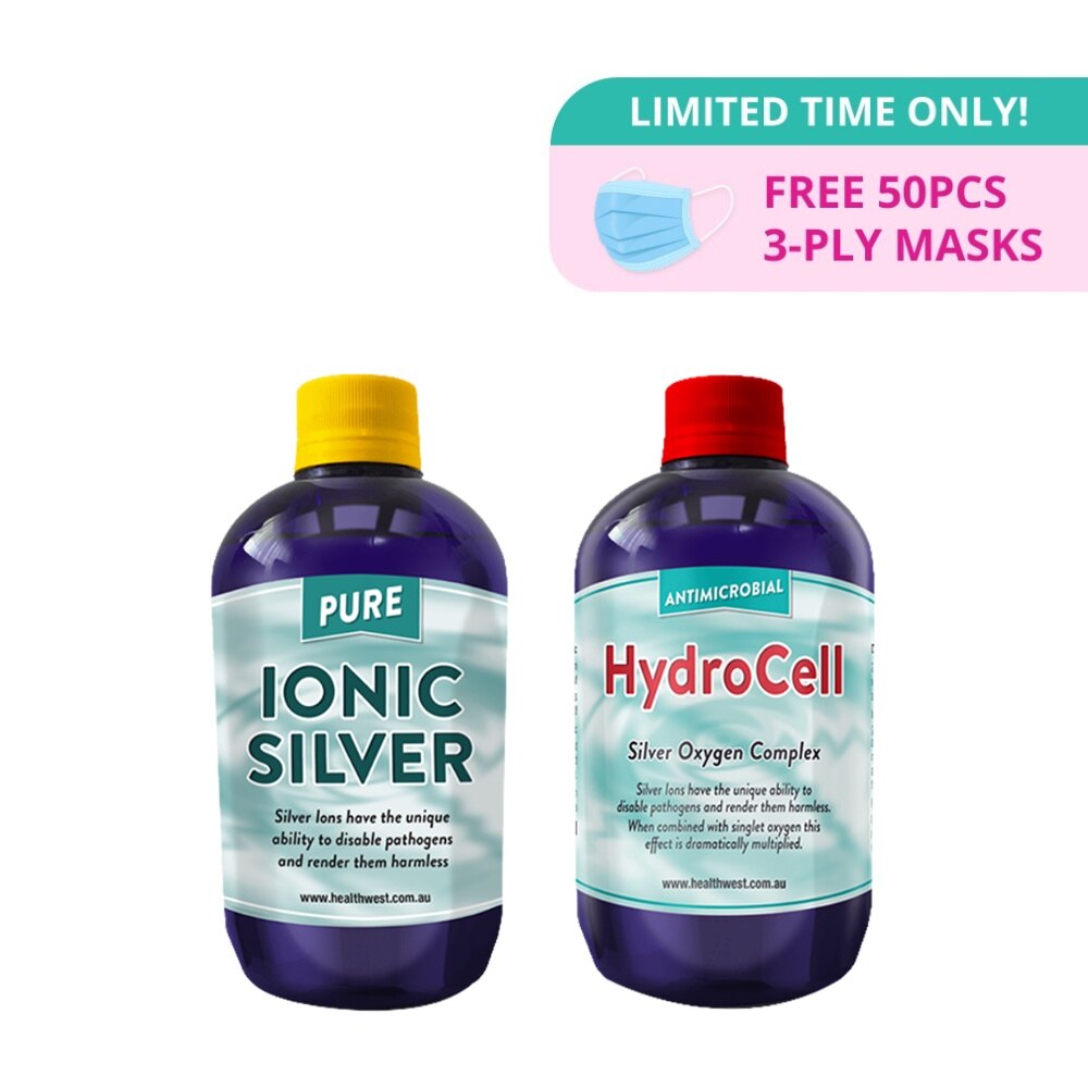 Gambar [FREE GIFT] HealthWest Ionic Silver (500ml) + HydroCell (500ml) | Silver Ion Technology, Stops Infection Rash Itch Eczema Wounds Flu Fever Sore Throat Cough Ulcer Cut Burn Hypertension Respiratory Syncytial Virus RSV HPV