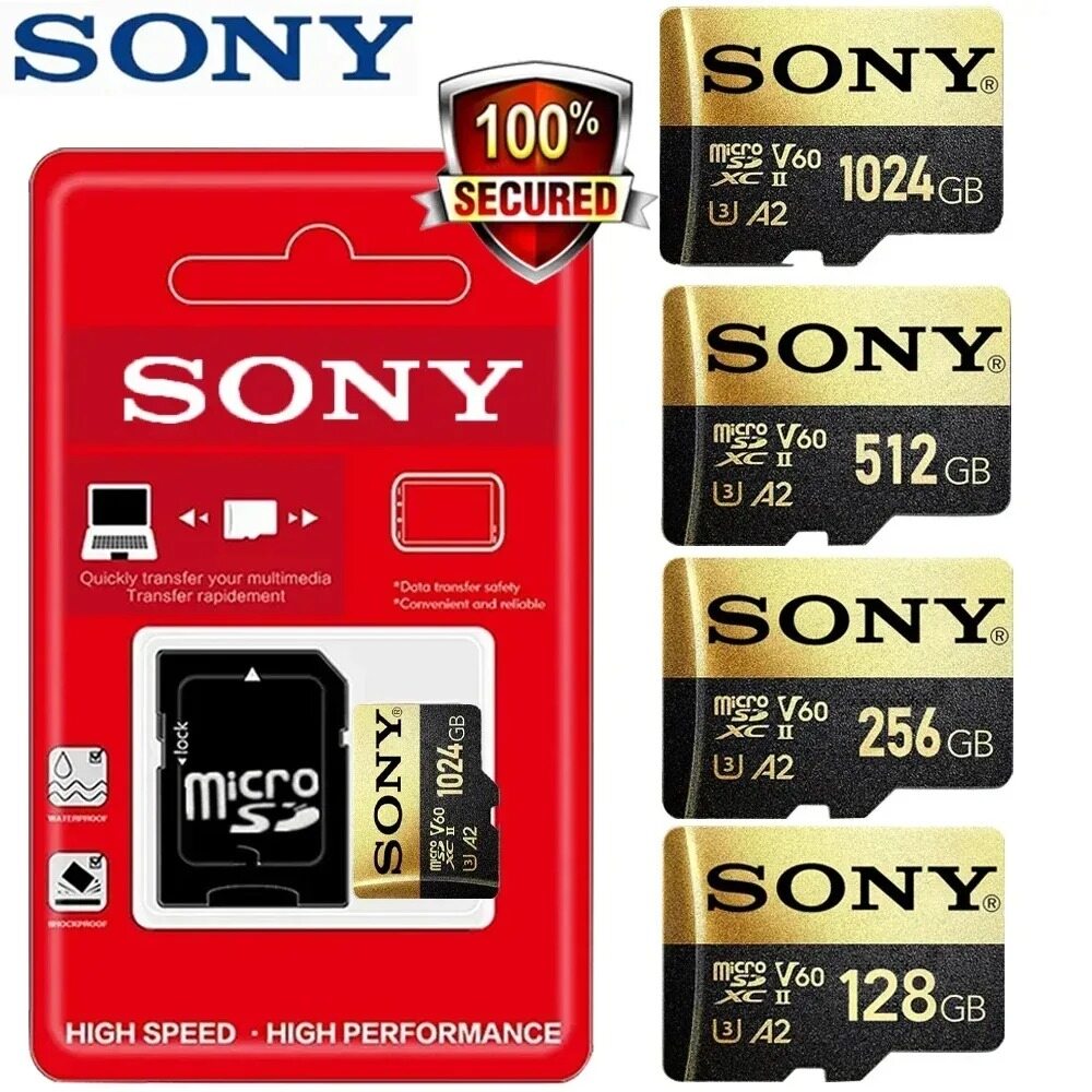 Sony Micro SD Card High Speed SD Card 128GB 256GB MicroSD U3 A2 TF Flash Card Suitable For Phones Cameras Desks And PCS ราคา 159 บาท*ส่งฟรี