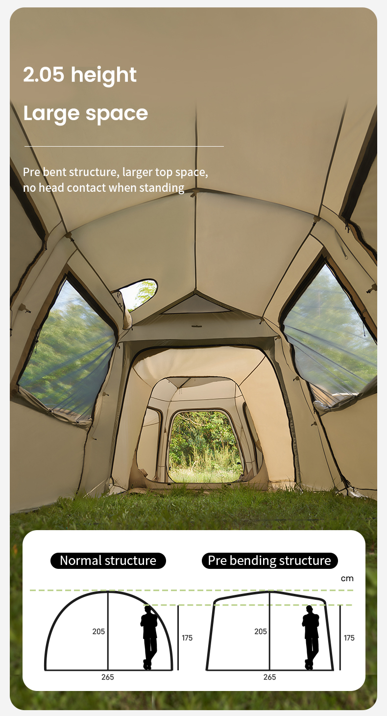 MOBI GARDEN Campingzelt, Familienzelt, großer Raum, wasserdicht, Sonnenschutz im Freien