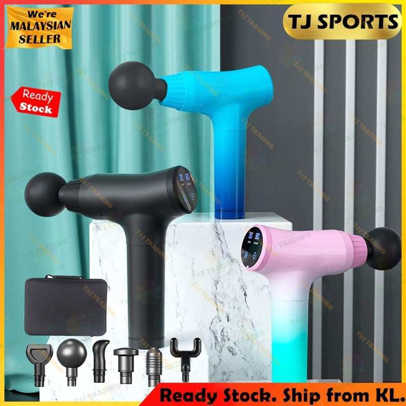 Gambar Professional Massage Gun 30 Speeds 6 Massage Heads LCD Touch Screen Latest Gym Fitness Muscle Pain Release Deep Body Massager For Muscle Pain Relief Exercising Body and Relaxation Slimming Shaping Massager TJ Sports