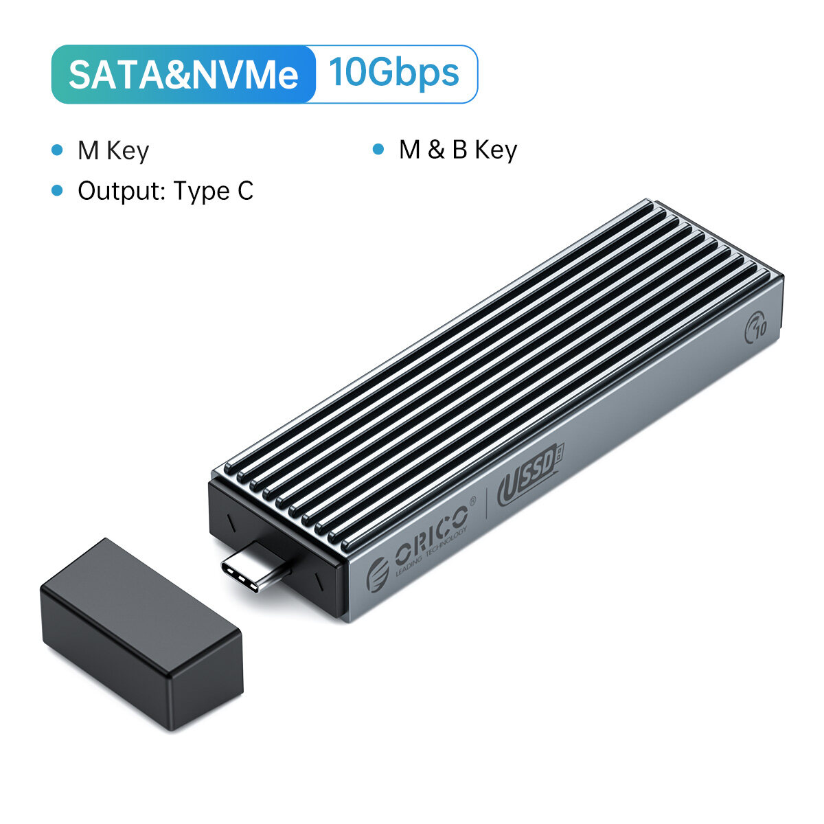 Vỏ bọc giao thức kép SSD M.2 NVMe loại USB C 2 trong 1 10Gbps Usb3.2 Usb-C vỏ ngoài Hỗ trợ UASP tran