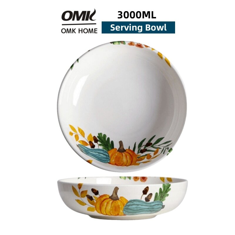 OMK American pastoral style Ceramic 3000ML Serving Bowls Fruit salad bowl