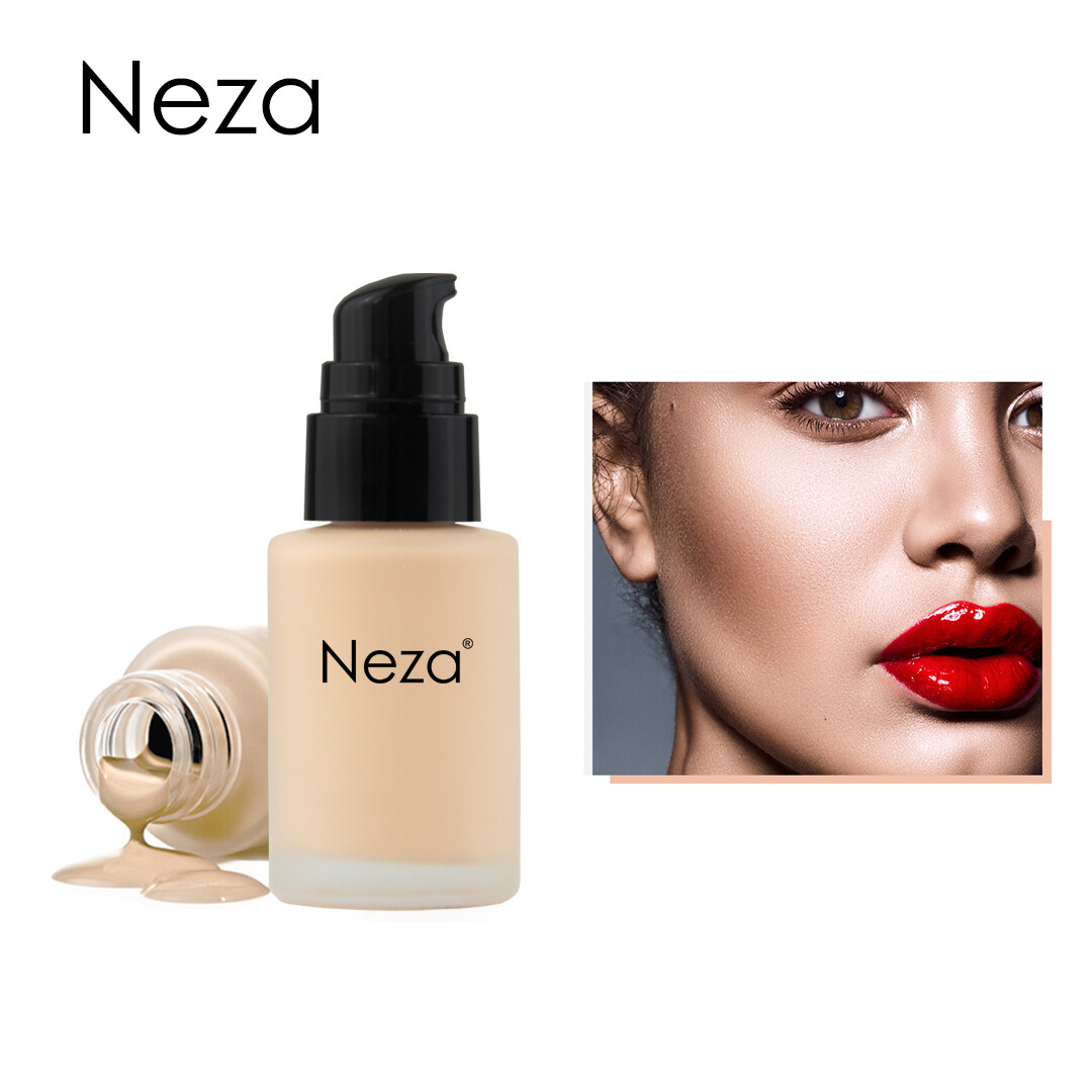 Gambar Neza Waterproof Liquid Foundation Light Strong Concealer Base Full Cover Face bb cream Brightens Skin Tone 24 Hours long lasting Makeup Naturally Oil controling