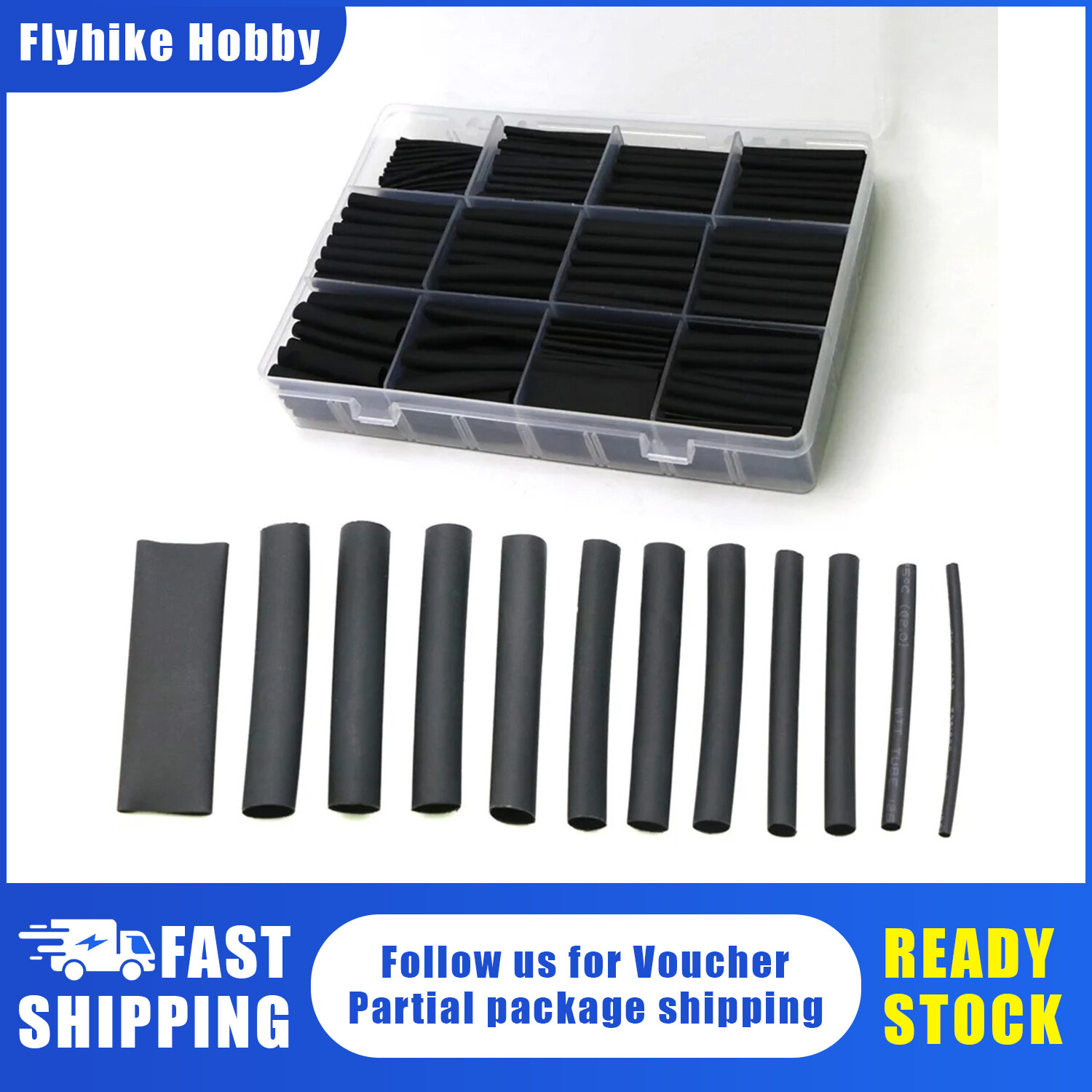 127 / 150 / 170 / 650 cái ống co nhiệt bộ dụng cụ phân loại dây kết nối điện quấn cáp 2:1 co ngót không thấm nước
