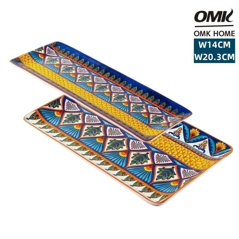 OMK Havana series Ceramic 14 inch Rectangular Serving Platter salad dessert plate tray ราคา 525 บาท*ส่งฟรี
