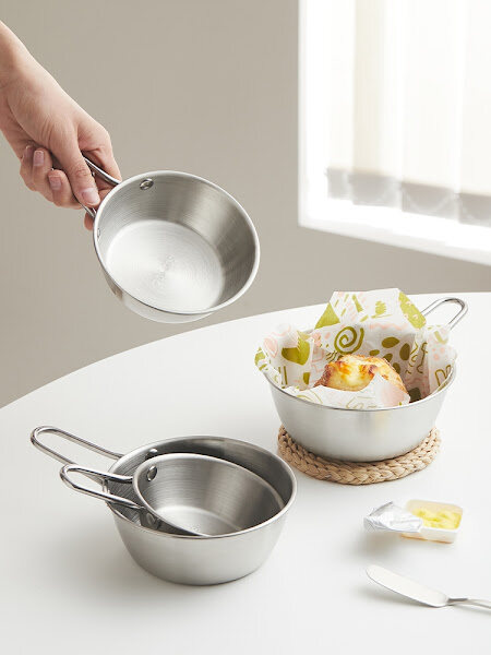 Gambar Bowl Plate 304 Stainless Steel Soup Bowl Salad Noodle Rice Bowl Breakfast Tableware Dinnerware 14×14×6CM