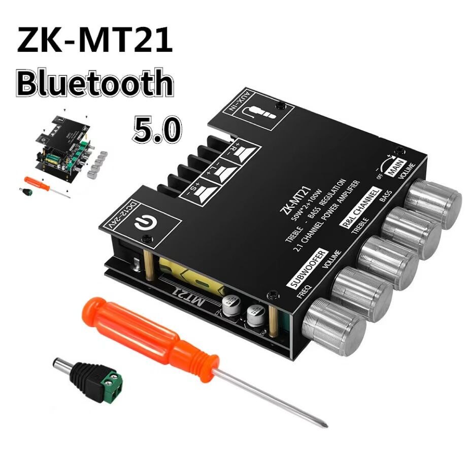Bộ khuếch đại zk-mt21 bảng mạch khuếch đại loa siêu trầm bluetooth 2.1 kênh 5.0 bảng mạch âm thanh nổi công suất 50wx2 + 100w âm trầm