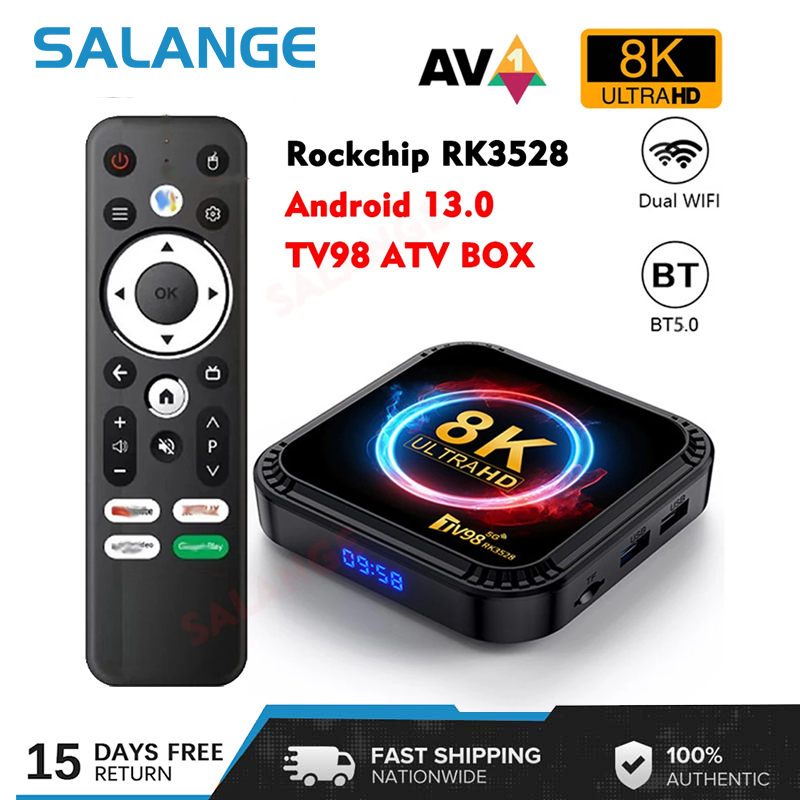 Salange tv98 rk3528 Bộ giải mã TV thông minh Android 13 ATV Box 2GB 16GB 8K HD 2.4G & 5G Dual Wifi 4GB 32G/64GB Media Player Set Bộ chuyển đổi tín hiệu