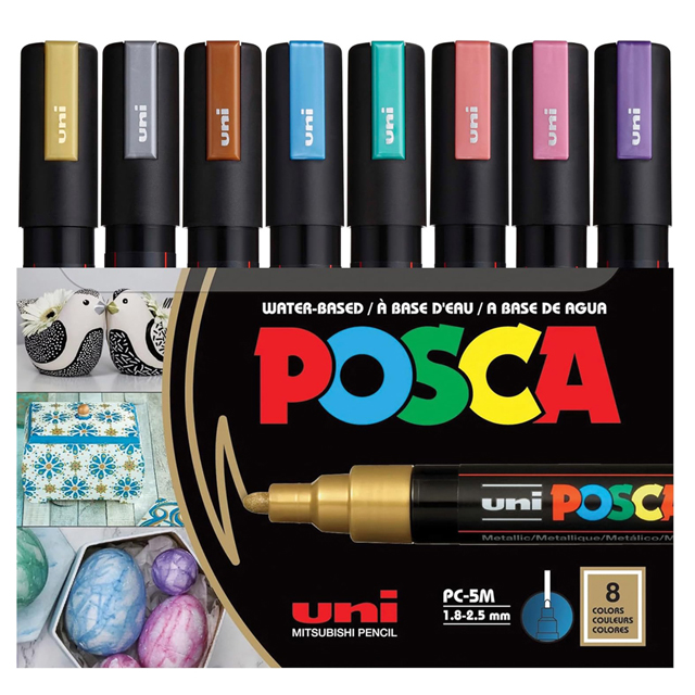 POSCA 5M New 8 Colors Markers SetUni Acrylic Medium Paint Marker Pens 8C Warm/Earth/Mono/Cool Tones Series Best Gift Art Supply