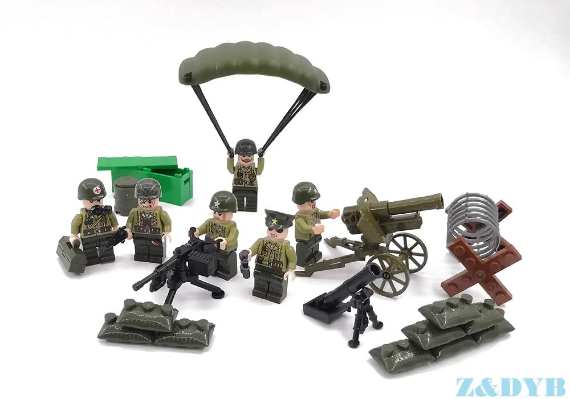 WW2 Pacific War USA Army Forces British Militar Gun Soldier Legoed Building Toy,