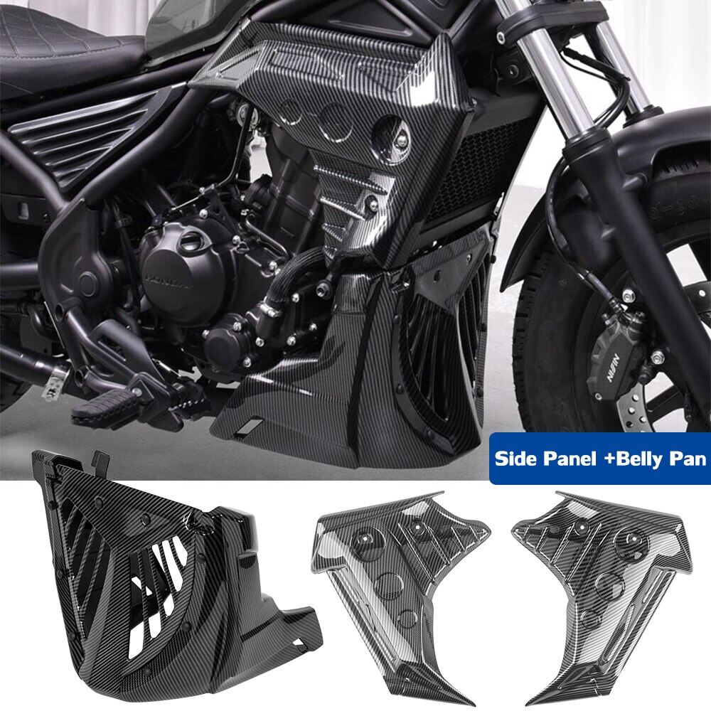 Upper & Lower Belly Pan Fairing Set For Honda Rebel CMX300 2017-2022 - Matt Black ABS