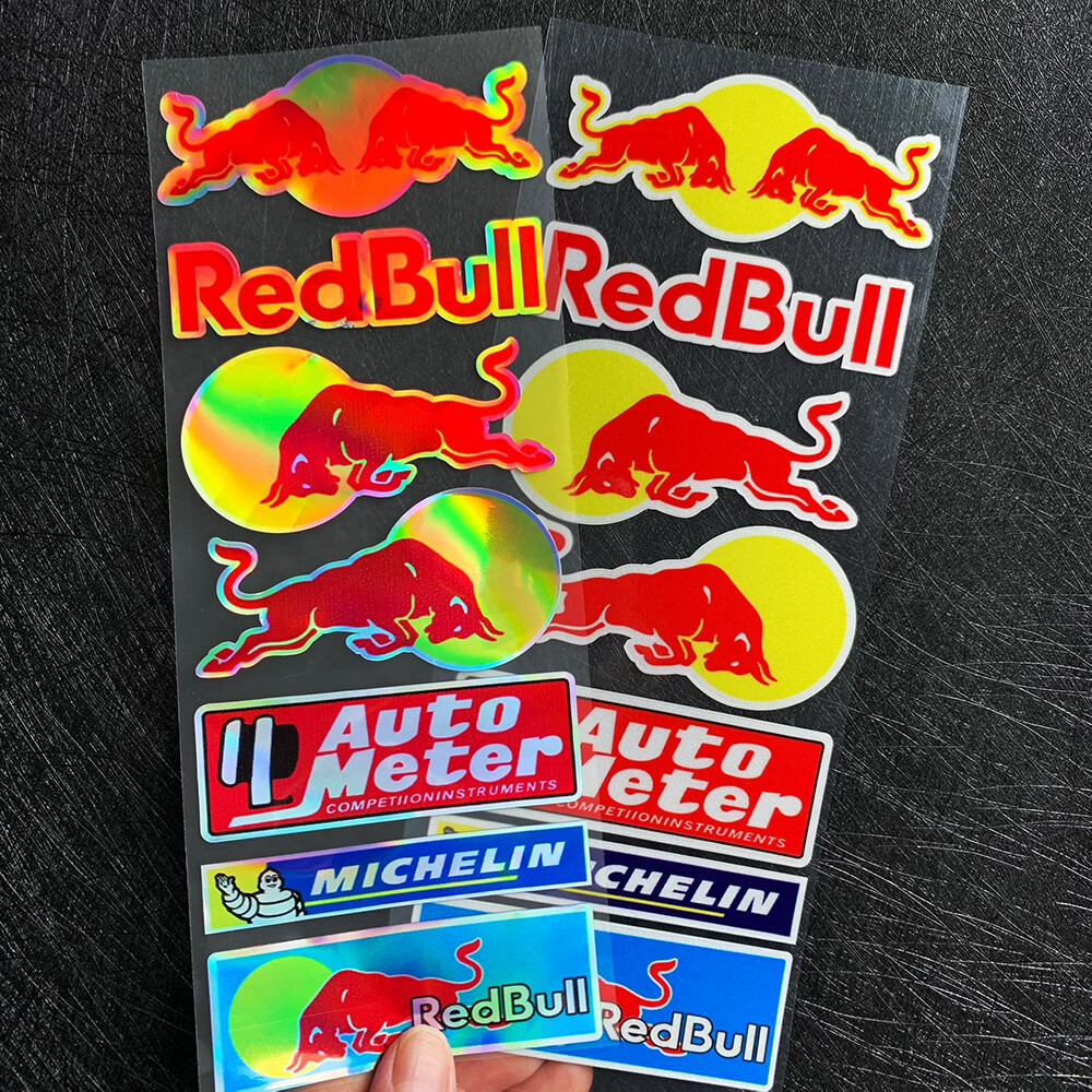 Mũ bảo hiểm phản quang red-bull, xe máy phản xạ không thấm nước sticker decal