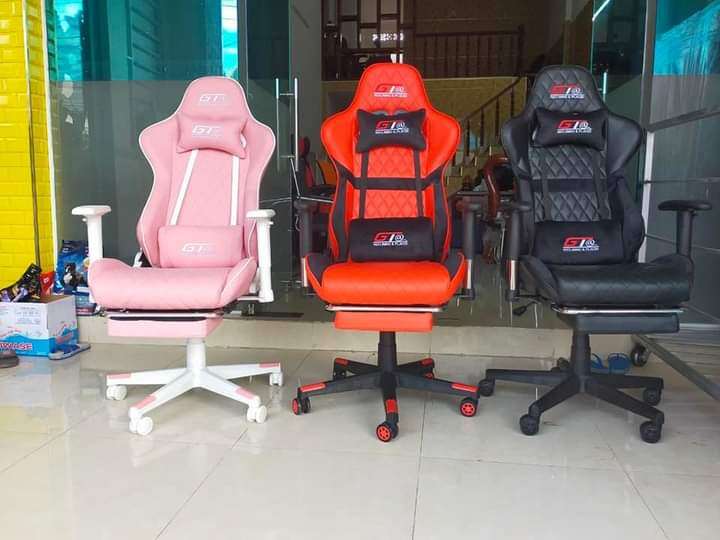 Ghế gaming, streamer màu hồng, da pu cao cấp, đem lại cảm giác thoải mái, hàng nhập khẩu