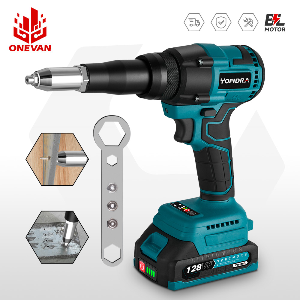 Súng đinh tán động cơ điện không chổi than 588nm Dụng Cụ Tán Đinh tự động không dây 3.2-4.8mm cho pin Makita 18V