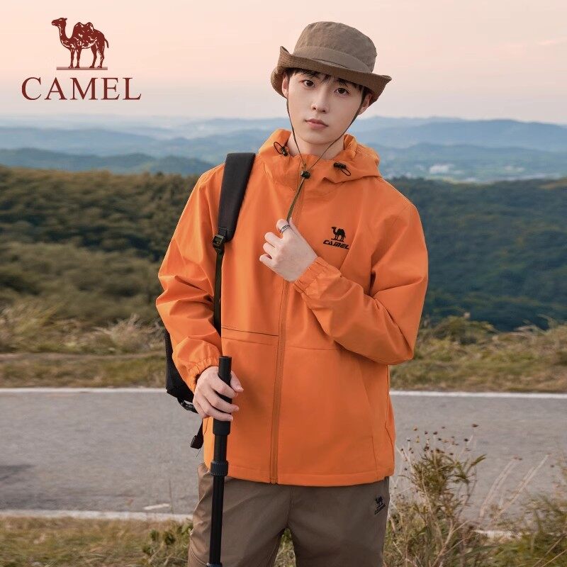 Cameljeans Sports Jacket for Men Autumn Winter Plus Velvet Jacket Outdoor Windproof Waterproof Hiking Clothing