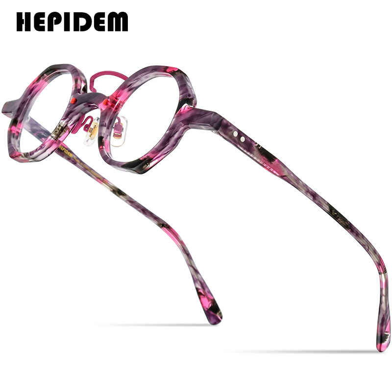 HEPIDEM Acetate Optical Glasses Frame Men 2022 New Retro Vintage Round