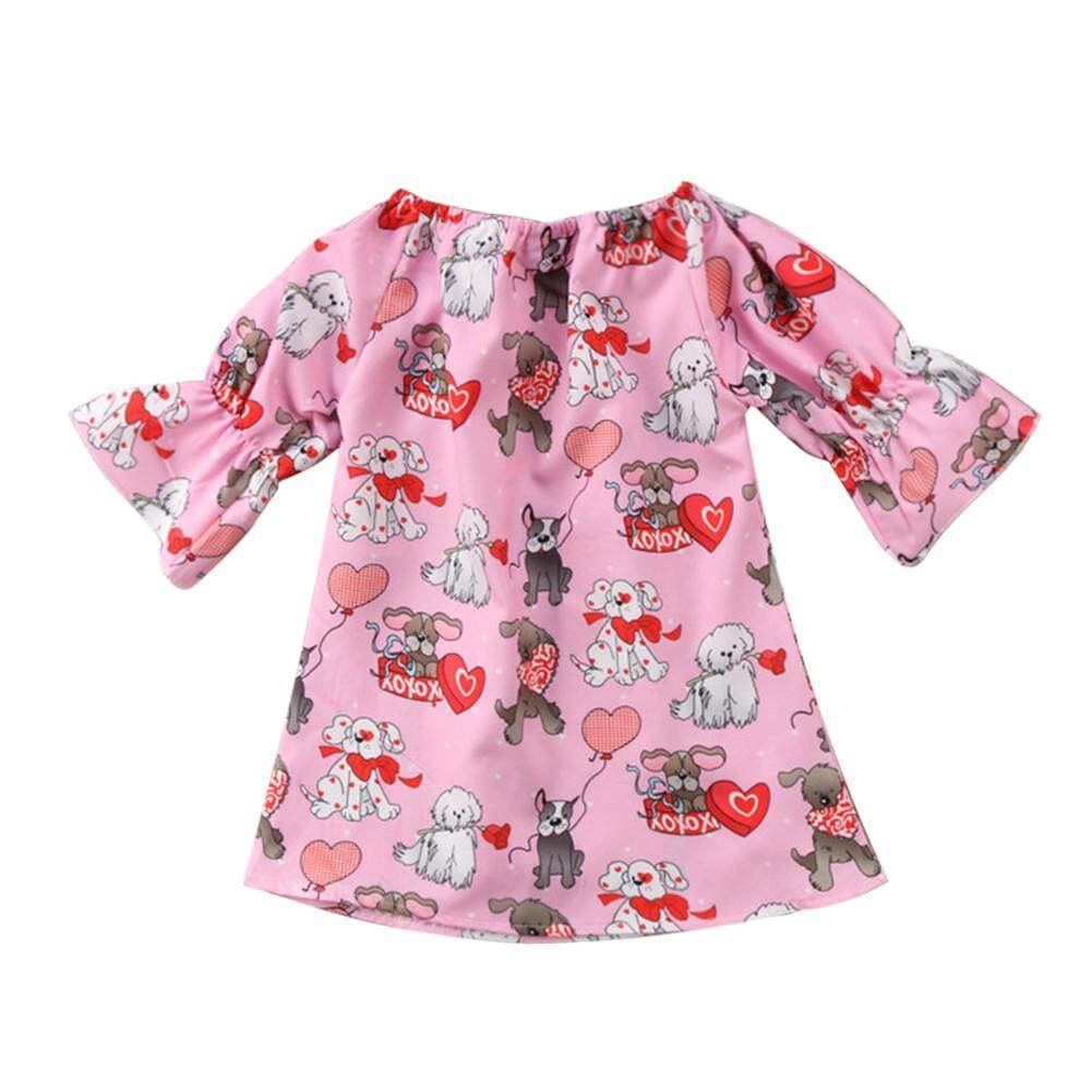 Pinfect Gadis Musim Panas Kartun Anjing Jantung Gaun Cetakan