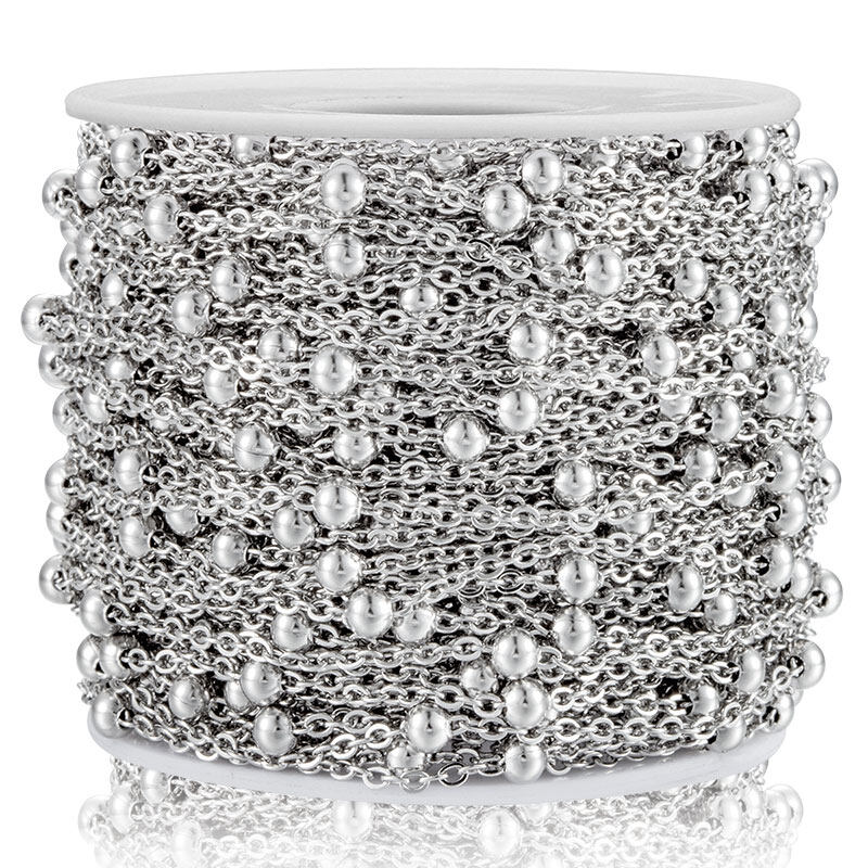 Dây Chuyền Hạt 1/3 Không Gỉ Hình Cầu Đính Cườm Bi Thép Mét Để Tự Làm Dây Chuyền Dây Cáp Phụ Kiện Làm Đồ Trang Sức Dụng Cụ Vòng Tay