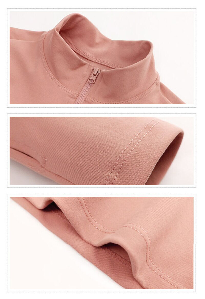 SUPERFLOWER Frauen Sport Shirts Einfarbig Reißverschluss Hohe Elastische Gym Yoga Top Atmungsaktive Langarm Sexy T-Shirts_voghion.com