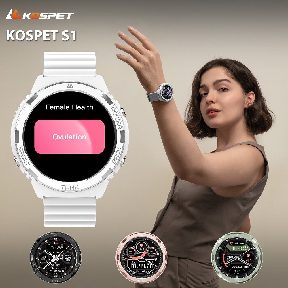 KOSPET S1 Female Health Smartwatch For Women Fitness Tracker Waterproof 1.3" AMOLED Full Touch Smartwatch For Android iOS Phones ราคา 4,894 บาท*ส่งฟรี