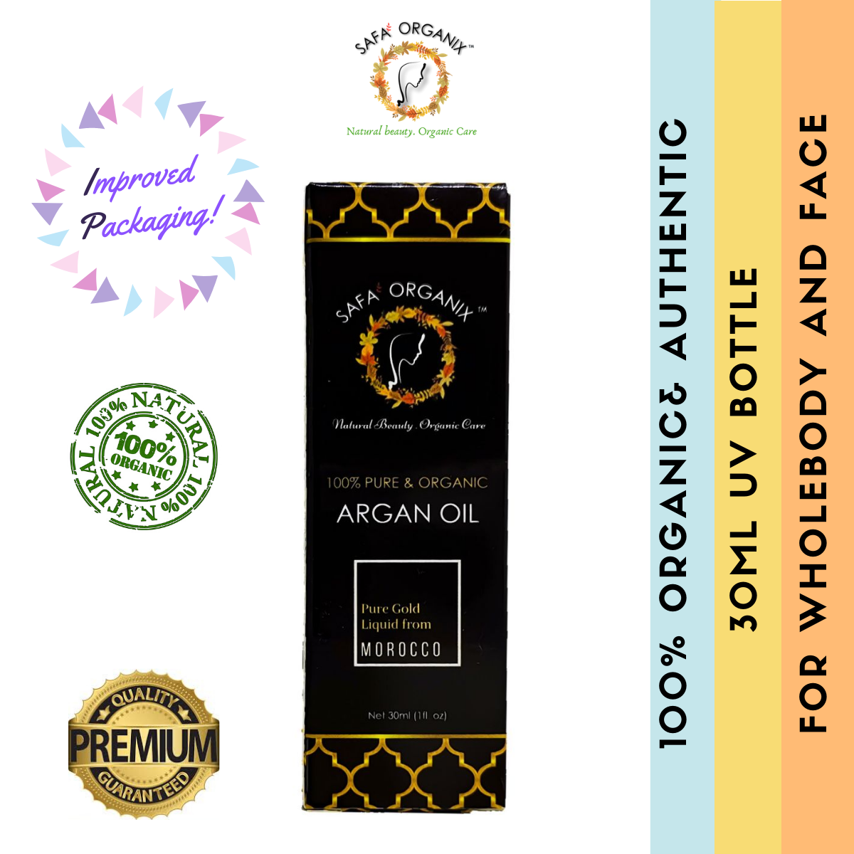 Gambar 2 X  SAFA  ORGANIX 100%  Argan Oil  USDA Certified ORGANIC  Made in Morocco  Promo Combo